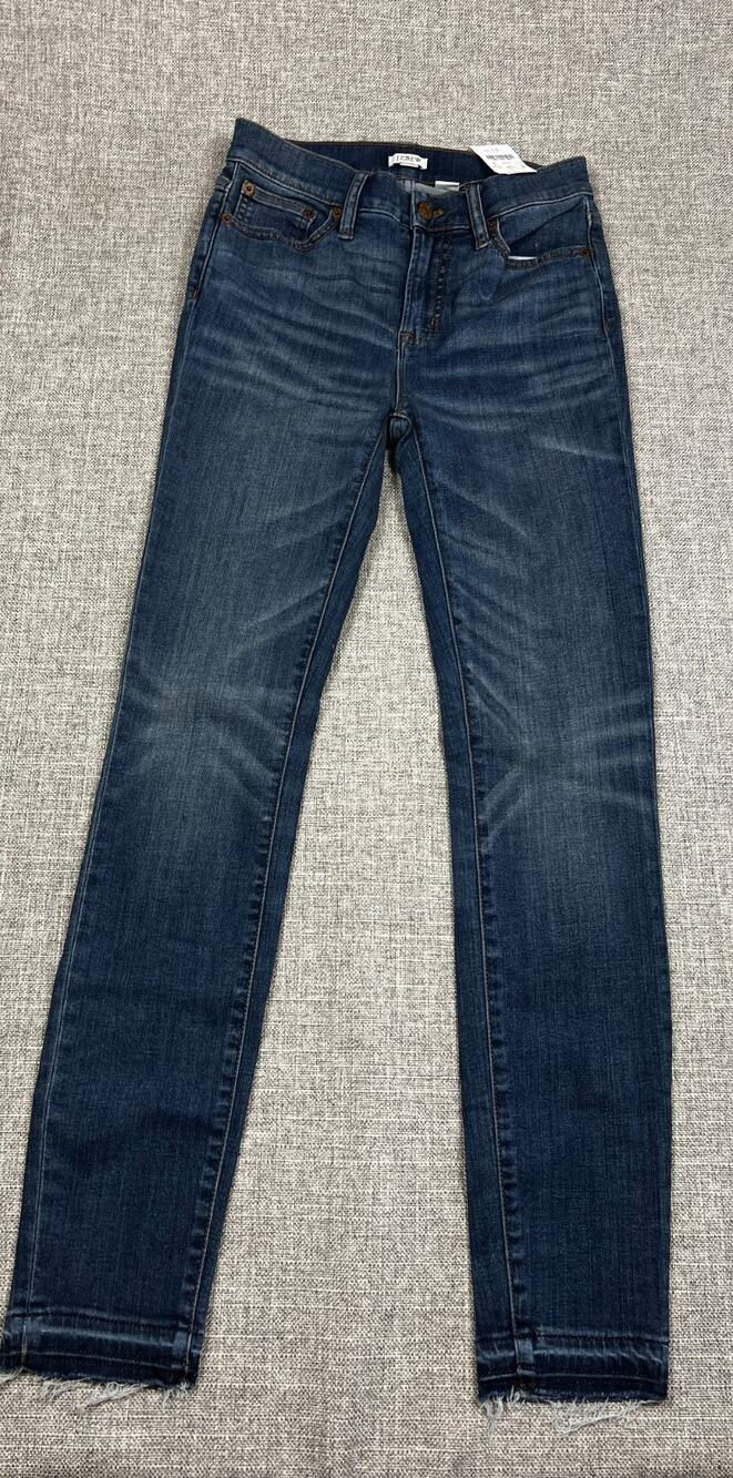 J.Crew Women's Size 26 Dark Wash Slim Jeans Raw Frayed Hem 28.5 Inseam